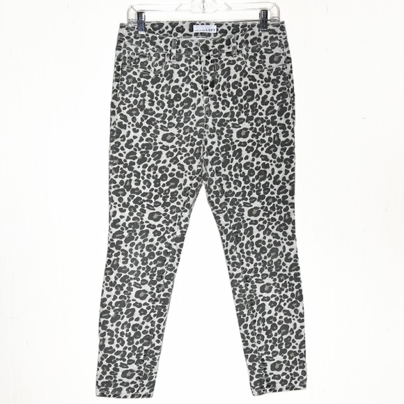 Loft Leopard Print Light Cream Black Cropped Skinny Jeans, Size 4 Petite, 27P - Picture 2 of 14